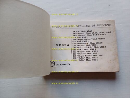 Piaggio Vespa 200-180-150-125-90-50 1972 manuale officina originale shop manual