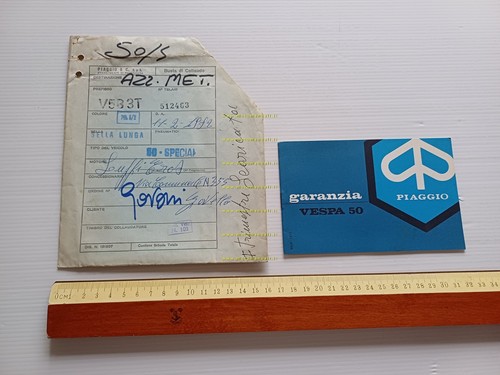 Piaggio Vespa 50 Special anni 80 libretto tessera garanzia NUOVO …