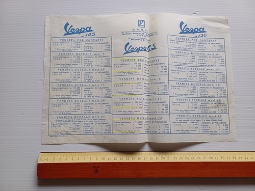 Piaggio Vespa GS - 125 - 150 listino versioni 1957 …