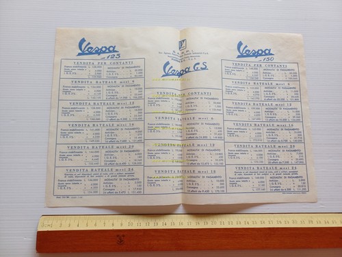 Piaggio Vespa GS - 125 - 150 listino versioni 1958 …
