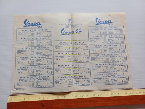 Piaggio Vespa GS - 125 - 150 listino versioni 1958 …