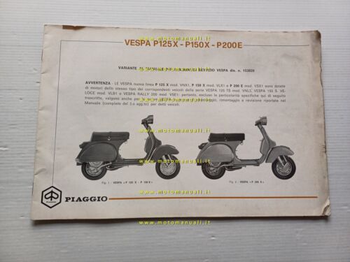 Piaggio Vespa PX 125-150-200 1978 VARIANTI manuale officina Vespa TS-GT-Rally