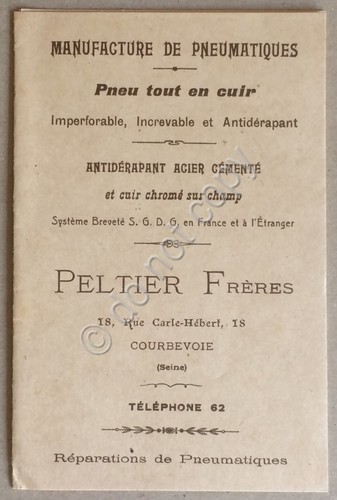 Piccolo catalogo peumatici motocicli - Ditta Peltier Freres - Primi …