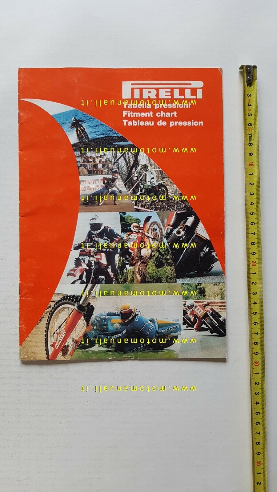 Pirelli manuale tabella pressione gomme moto 1984 originale