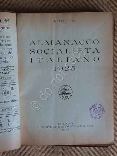 Politica - Almanacco Socialista 1925 - Società editrice Avanti