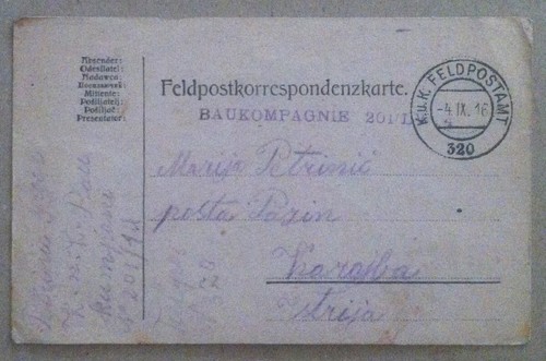 Posta militare - feldpostamt 320 - Cartolina postale indirizzata Istria …