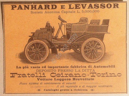 Pubblicità - Panhard e Levassor - Auto d'Epoca - primi …