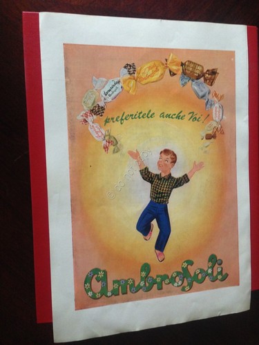Pubblicità Advertising Ambrosoli caramelle rifilatura da rivista anni '50