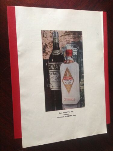 Pubblicit Advertising Cinzano Gin Gilbey's rifilatura da rivista anni '50