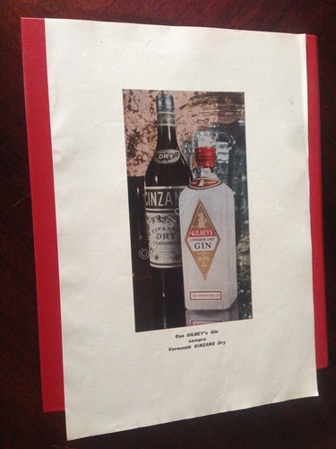 Pubblicità Advertising Cinzano Gin Gilbey's rifilatura da rivista anni '50