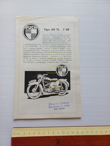 Puch 150 TL - 250 TF 1953 depliant italiano originale