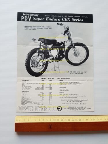 PVD Power-Dyne 250 CEX Gringo Super Enduro 1974 depliant USA …