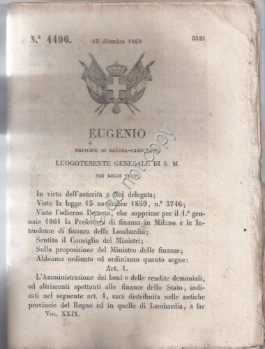 Regio Decreto 1860 Eugenio Circoli Direzioni Demaniali 4496