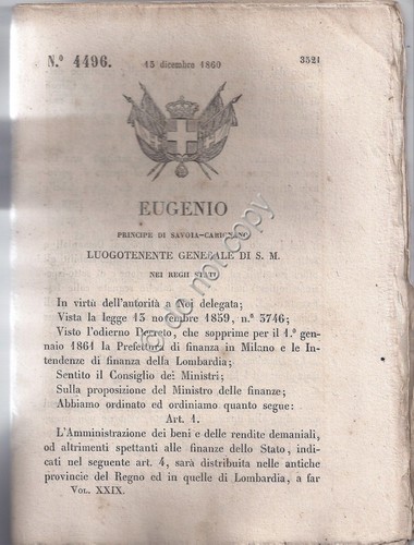 Regio Decreto 1860 Eugenio Circoli Direzioni Demaniali 4496