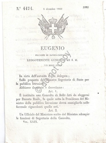 Regio Decreto 1860 Eugenio Consulta di Belle Arti 4474