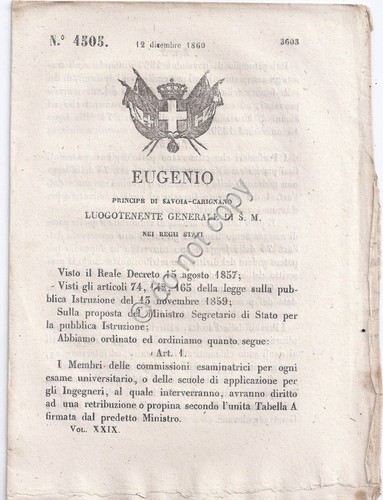 Regio Decreto 1860 Eugenio Membri commissioni esaminatrici universitarie 4505