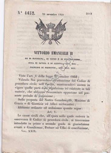 Regio Decreto 1860 VE II Codice procedura Civile in Emilia …