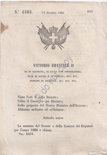 Regio Decreto 1860 VE II sessione Camera dei deputati e …