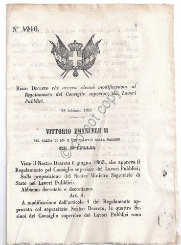 Regio Decreto 1869 - Regolamento Consiglio dei Lavori Pubblici 4916