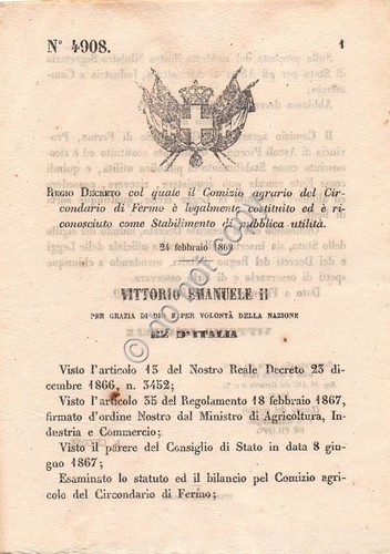 Regio Decreto 1869 Casalmaggiore Stabilimento di Pubblica utilità 4907