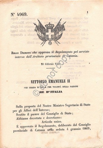Regio Decreto 1869 Catania Regolamento Archivio Provinciale 4969