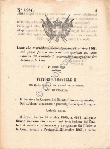 Regio Decreto 1869 Trattato di commercio e navigazione fra Italia …