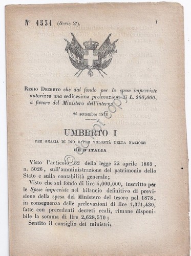 Regio Decreto 1878 Umberto I Concorso Italia esposizione di Parigi …