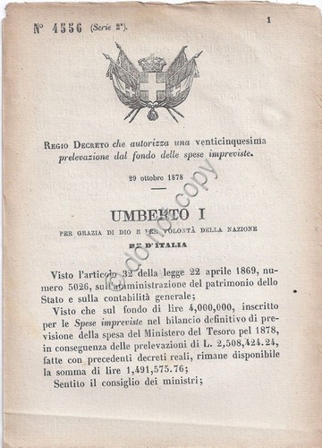 Regio Decreto 1878 Umberto I sorveglianza strade ferrate del regno …