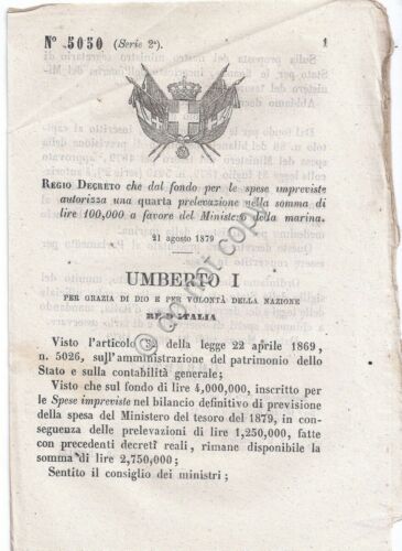 Regio Decreto 1879 - Umberto I - Ministero della Marina …