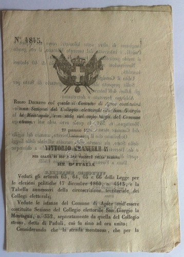 Regio Decreto 4845 Comune Apice sezione elettorale San Giorgio la …
