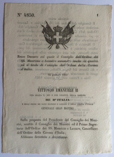 Regio Decreto 4850 Ordine SS Maurizio e Lazzaro assume titolo …