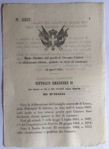Regio Decreto 5237 - Comune di Cetara chiuso quanto ai …