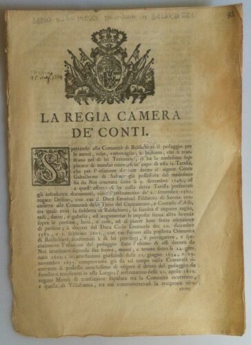 Regno di Sardegna 1762 - Regia Camera dei Conti - …