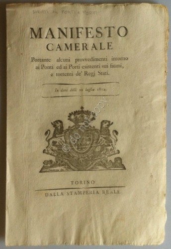 Regno di Sardegna 1814 - Manifesto Camerale - Ponti e …