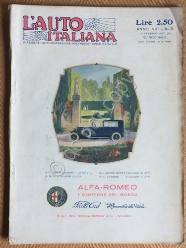Rivista - L'Auto Italiana - Anno VIII N. 3 1927 …