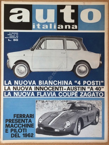 Rivista Automobilismo - Auto Italiana N° 10 1962 - Ferrari …