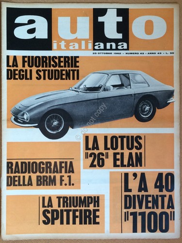 Rivista Automobilismo - Auto Italiana N° 43 1962 - Trimph …