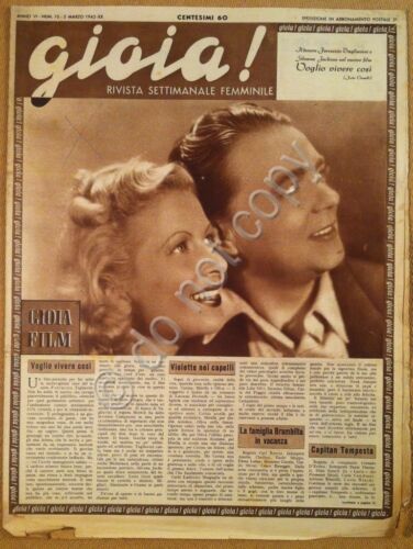 Rivista femminile - Gioia - 5 Marzo 1942 - Anno …