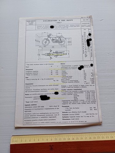 Rizzato Atala 50 Daytona 4V 1974 Facsimile originale scheda omologazione …