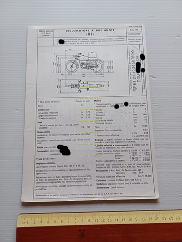 Rizzato Atala 50 Ringo 1975 Facsimile originale scheda omologazione DGM