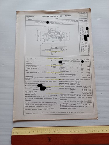 Rizzato Atala 50 Satan 4V 1971 Facsimile originale scheda omologazione …