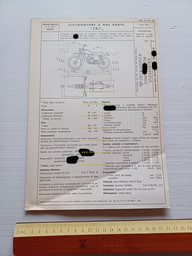 Rizzato Atala 50 Satan 4V 1977 Facsimile originale scheda omologazione …