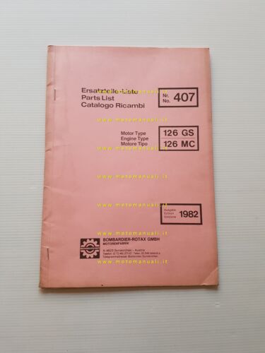 Rotax MOTORE 126 GS-MC 1982 catalogo ricambi originale spare parts …