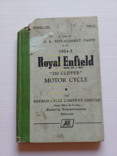 Royal Enfield 250 Clipper 1954-55 catalogo ricambi Inglese originale