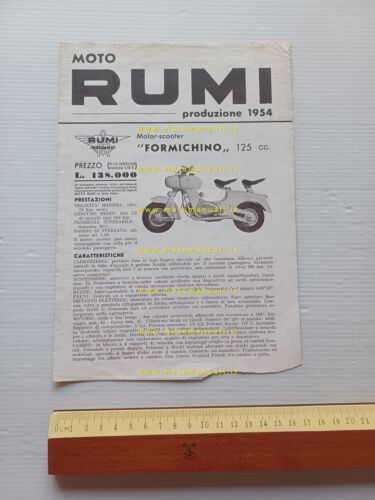 RUMI produzione modelli moto 1954 depliant italiano originale