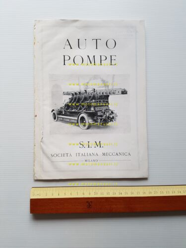 S.I.M. Autocarri Autopompe Pompieri 1926 depliant italiano originale