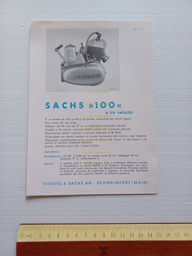 Sachs motore 100 1956 depliant italiano originale
