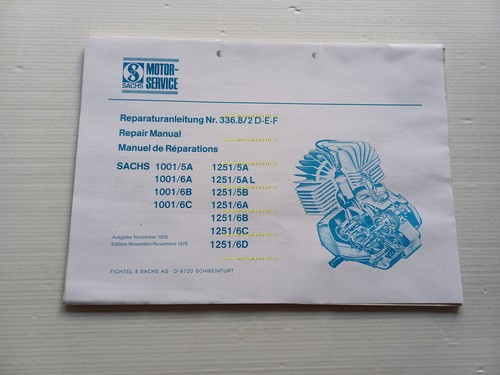 SACHS motore 1001-1251 A-B-C-D 1976 manuale officina INGLESE originale