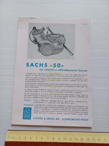 Sachs motore 50 3V raffreddamento forzato anni 50 depliant italiano …