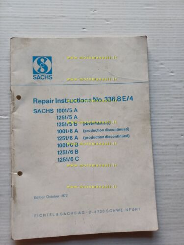 SACHS motori 100-125 5-6 V 1972 manuale officina INGLESE originale
